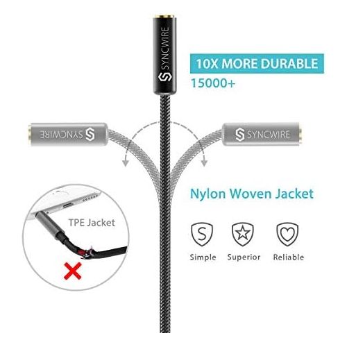  [아마존베스트]Headphone Splitter, Syncwire Nylon-Braided 3.5mm Audio Stereo Y Splitter (Hi-Fi Sound), 3.5mm Male to 2 Ports 3.5mm Female Headset Splitter for Apple, Samsung, Tablets, Playstation