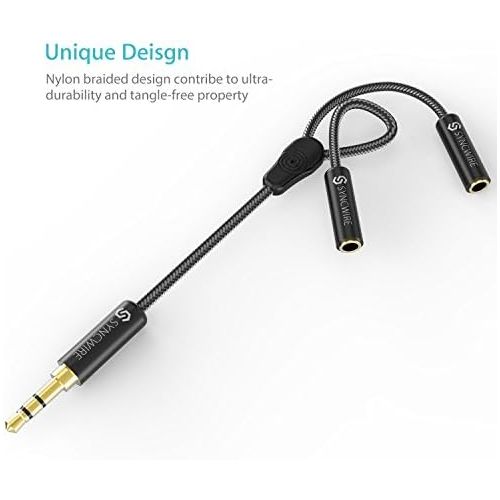  [아마존베스트]Headphone Splitter, Syncwire Nylon-Braided 3.5mm Audio Stereo Y Splitter (Hi-Fi Sound), 3.5mm Male to 2 Ports 3.5mm Female Headset Splitter for Apple, Samsung, Tablets, Playstation