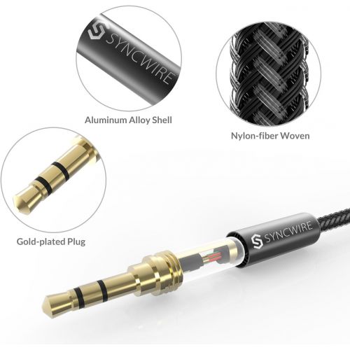  [아마존베스트]Syncwire 3.5mm Nylon Braided Aux Cable (3.3ft/1m,Hi-Fi Sound), Audio Auxiliary Input Adapter Male to Male AUX Cord for Headphones, Car, Home Stereos, Speaker, iPhone, iPad, iPod, E