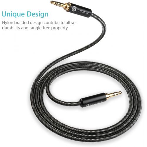  Syncwire 3.5mm Nylon Braided Aux Cable (3.3ft/1m,Hi-Fi Sound), Audio Auxiliary Input Adapter Male to Male AUX Cord for Headphones, Car, Home Stereos, Speaker, Phone, iPad, iPod, Ec