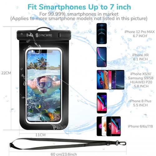  [아마존베스트]Syncwire Waterproof Phone Pouch [2-Pack] - Universal IPX8 Cell Phone Waterproof Case Dry Bag Protector with Lanyard for Taking Pictures Compatible with iPhone, Samsung and More Up