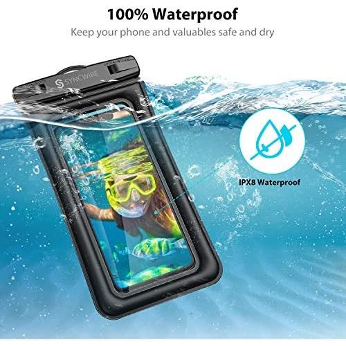  [아마존베스트]Syncwire Waterproof Phone Pouch, 2 Pack IPX8 Universal Waterproof Case Underwater Dry Bag Compatible with iPhone 11 Pro XS Max XR X 8 7 6s Plus SE Galaxy S10 S9 Note 10 Google Pixe