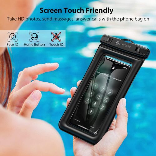  [아마존베스트]Syncwire Waterproof Phone Pouch, 2 Pack IPX8 Universal Waterproof Case Underwater Dry Bag Compatible with iPhone 11 Pro XS Max XR X 8 7 6s Plus SE Galaxy S10 S9 Note 10 Google Pixe