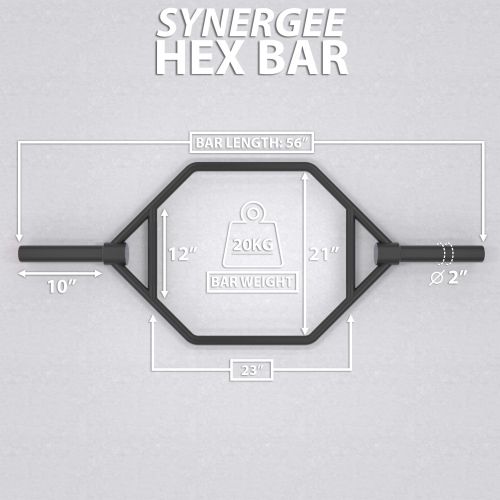  Iheartsynergee Synergee 25kg Chrome & Black Olympic Hex Barbell with Two Handles for Squats, Deadlifts, Shrugs and Power Pulls