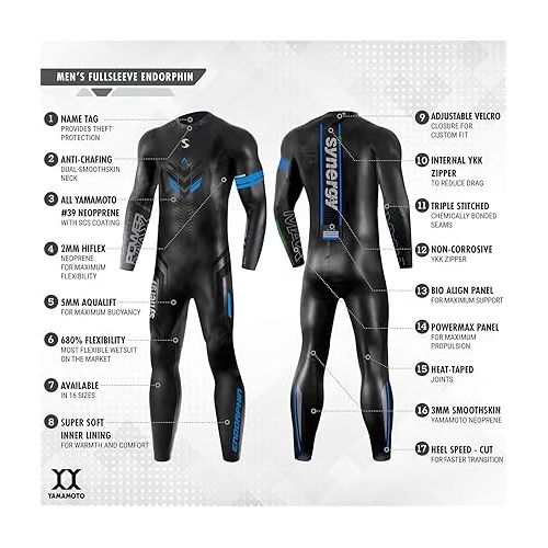  Synergy Men’s Endorphin Full Sleeve Triathlon Wetsuit