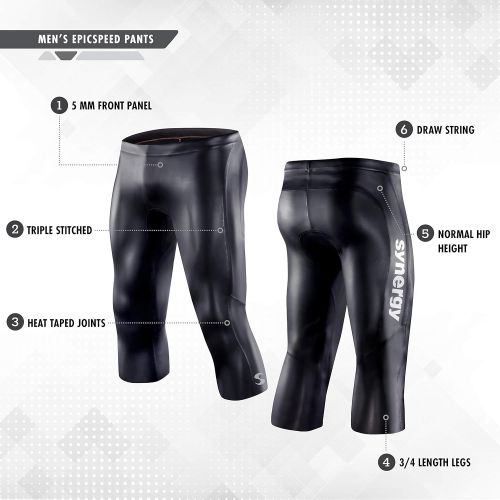  Synergy Triathlon Wetsuit Buoyancy Pants Mens EpicSpeed Neoprene Pants for Open Water Swimming