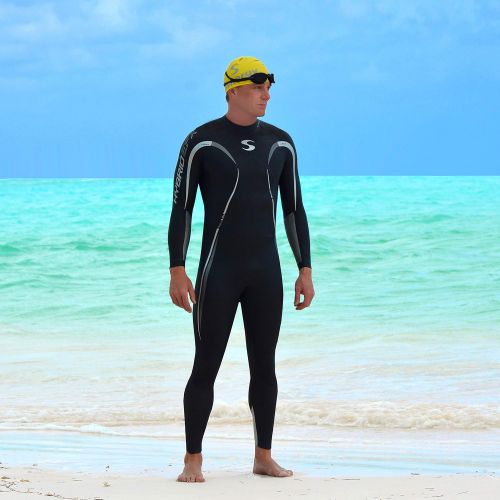  Synergy Triathlon Wetsuit - Mens Hybrid Fullsleeve Smoothskin Neoprene for Open Water Swimming Ironman & USAT Approved