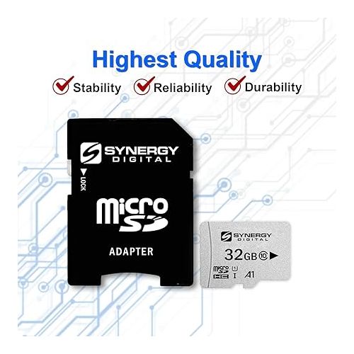  Synergy Digital 32GB Micro SDHC Secure Digital UHS-I Memory Cards, Compatible with SOLOSHOT Optic65 Camcorder - Class 10, U1, 100MB/s, 300 Series - Pack of 2