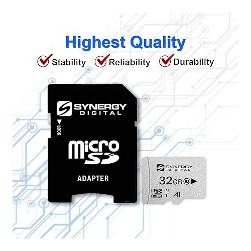  Synergy Digital 32GB Micro SDHC Secure Digital UHS-I Memory Cards, Compatible with SOLOSHOT SOLOSHOT3 Camcorder - Class 10, U1, 100MB/s, 300 Series - Pack of 2