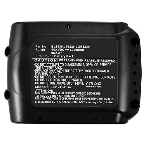  Synergy Digital Power Tool Battery, Works with Makita DTL060 Power Tool, (Li-Ion, 14.4V, 6000 mAh) Ultra High Capacity, Compatible with Makita 194065-3 Battery