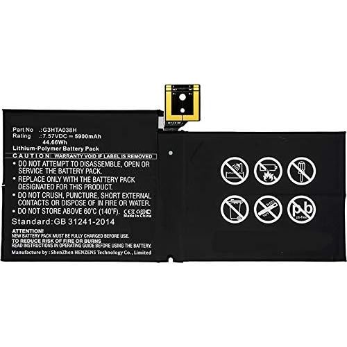  Synergy Digital Tablet Battery, Works with Microsoft G3HTA038H Tablet, (Li-Pol, 7.57V, 5900mAh) Ultra High Capacity, Compatible with Microsoft G3HTA038H Battery