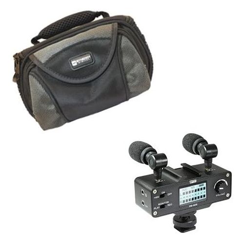  Synergy Digital Panasonic HDC-SD9 Camcorder External Microphone Vidpro XM-AD5 Mini Pre-Amp Smart Mixer with Dual Condenser Microphones for DSLR’s, Video Cameras and Phones, with SDC-26 Case