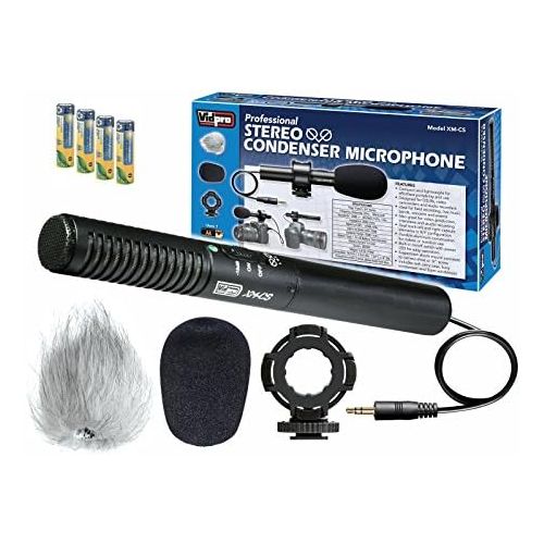  Synergy Digital JVC GZ-HM650 Camcorder External Microphone Vidpro XM-CS Condenser Stereo XY Microphone Kit for DSLR’s, Video camcorders and Audio recorders - with a Pack of 4 AA NiMH Rechargable B