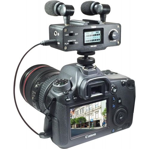파나소닉 Synergy Digital Panasonic AG-DVX100A Camcorder External Microphone Vidpro XM-AD5 Mini Pre-Amp Smart Mixer with Dual Condenser Microphones for DSLR’s, Video Cameras and Phones, with SDC-26 Case