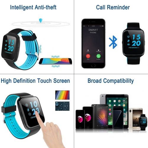  Synmila 1.54 Smartwatch Sport Fitness Tracker for Women Men with Blood Pressure Heart Rate Monitor Kid Health Monitor Activity Tracker Watch Pedometer Calorie BT Call SMS Camera Music Holi