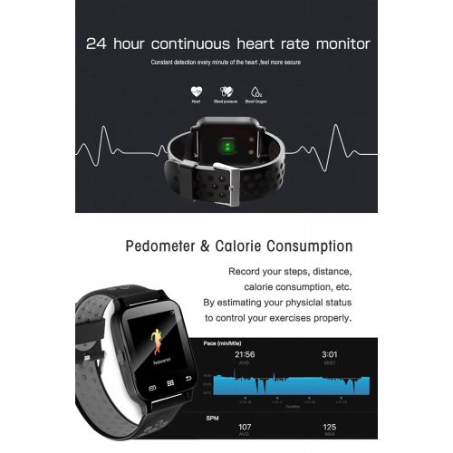  Synmila 1.54 Smartwatch Sport Fitness Tracker for Women Men with Blood Pressure Heart Rate Monitor Kid Health Monitor Activity Tracker Watch Pedometer Calorie BT Call SMS Camera Music Holi