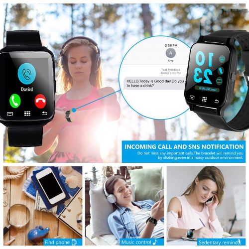  Synmila 1.54 Smartwatch Sport Fitness Tracker for Women Men with Blood Pressure Heart Rate Monitor Kid Health Monitor Activity Tracker Watch Pedometer Calorie BT Call SMS Camera Music Holi