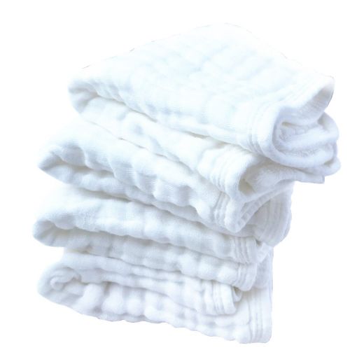  Muslin Burp Cloths 4 Pack Large 20 by 10 100% Cotton 6 Layers Extra Absorbent and Soft by Synrroe