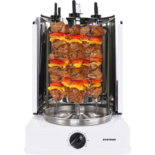  Syntrox Germany Doenergrill mit drehbaren Aussenspiessen und 120 Minuten Timer Weiss