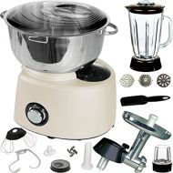 Syntrox Germany XXL 5,8 Liter Edelstahl Creme Food Processor Kuechenmaschine mit tollem Zubehoer