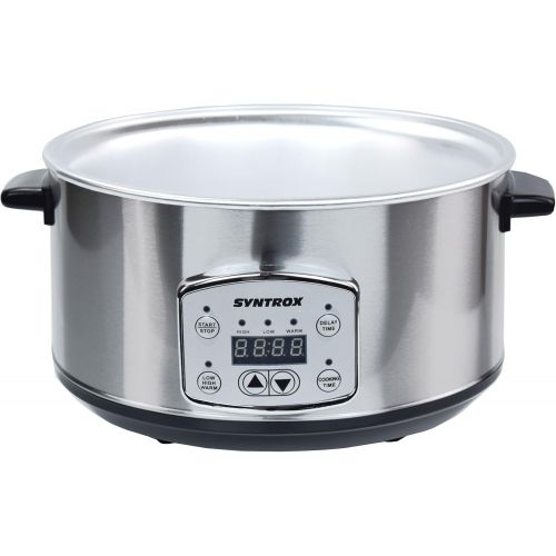  Syntrox Germany SC-350D 3,5 Liter Digitaler Edelstahl Slow Cooker mit Timer und Warmhaltefunktion, stainless_steel