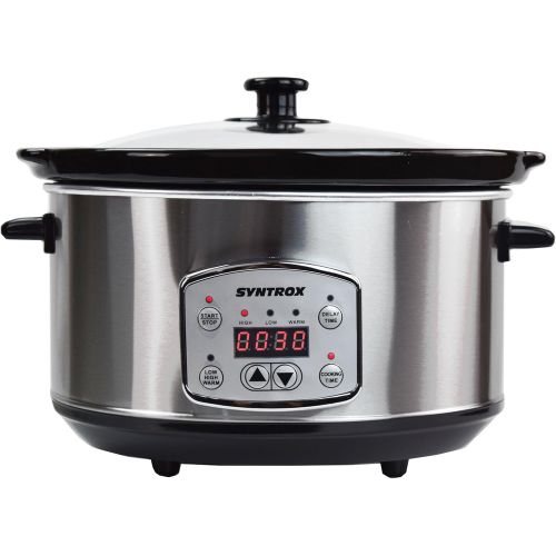  Syntrox Germany SC-350D 3,5 Liter Digitaler Edelstahl Slow Cooker mit Timer und Warmhaltefunktion, stainless_steel