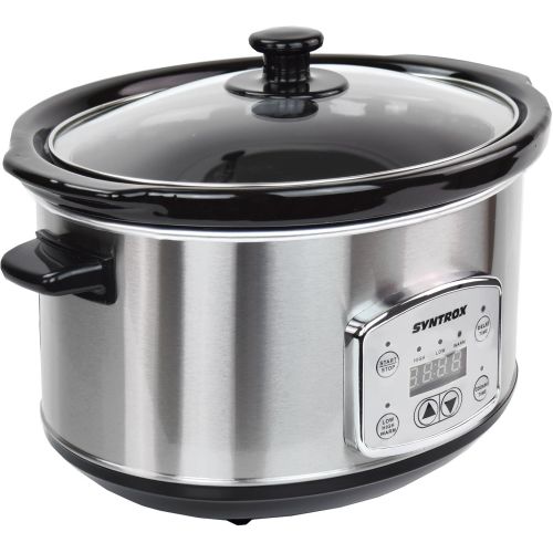  Syntrox Germany SC-350D 3,5 Liter Digitaler Edelstahl Slow Cooker mit Timer und Warmhaltefunktion, stainless_steel