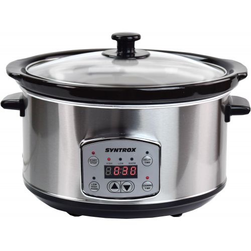  Syntrox Germany SC-350D 3,5 Liter Digitaler Edelstahl Slow Cooker mit Timer und Warmhaltefunktion, stainless_steel