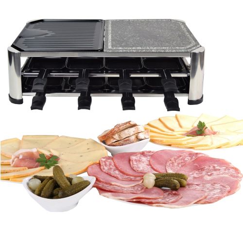  Syntrox Germany 16Frying Pan Stainless Steel Raclette with Grill and Hot Stone