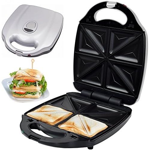  Syntrox Germany XXL Sandwichmaker fuer 4 Sandwiches mit herausnehmbaren Backplatten