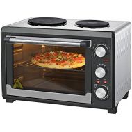 Syntrox Germany 26 Liter Mini Stand Backofen mit Umluft und Drehspiess kleinkueche Miniekueche mit 2 Kochplatten Miniofen Minibackofen Pizzaofen