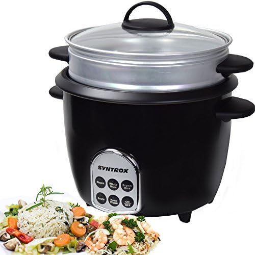  Syntrox Germany Slow Chef RC-700W Gourmet Multikocher Multifunktionskocher Reiskocher Dampfgarer mit Warmhaltefunktion, 1,8 l, 700 Watt