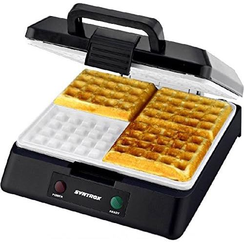  Syntrox Germany 2000 Watt XXL Keramik beschichtetes Waffeleisen fuer 4 Belgische Waffeln