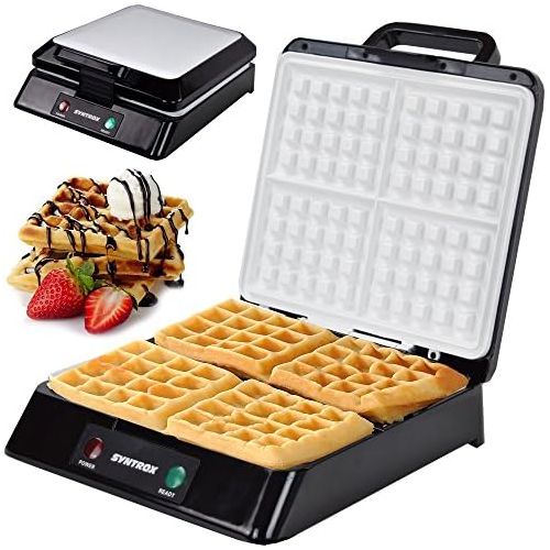  Syntrox Germany 2000 Watt XXL Keramik beschichtetes Waffeleisen fuer 4 Belgische Waffeln