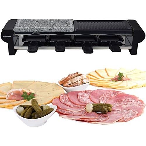  [아마존베스트]Syntrox Germany Stainless Steel Design Thurgau Raclette with Grill and Hot Stone for 4 People