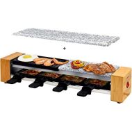 [아마존베스트]Syntrox Germany RAC-600W Corippo Raclette Grill with Non-Stick Grill Plate and Natural Stone Plate (Hot Stone) for 4 People, Wooden Design