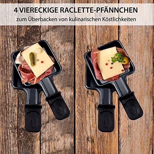  [아마존베스트]Syntrox Germany RAC-600W Corippo Raclette Grill with Non-Stick Grill Plate and Natural Stone Plate (Hot Stone) for 4 People, Wooden Design