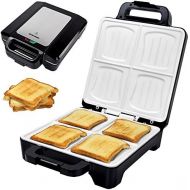 [아마존베스트]Syntrox Germany 1600 Watt XLC Shell Sandwich Maker with Ceramic Coating for Making 4 Sandwiches Simultaneously