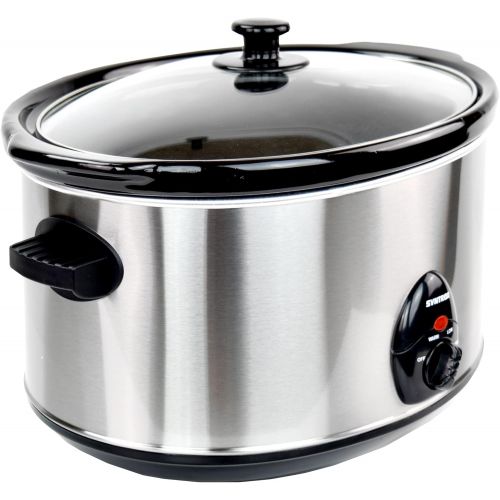  [아마존베스트]Syntrox Germany 8.0 litre stainless steel slow cooker with warming function, safety glass and removable ceramic bowl, slow cooker