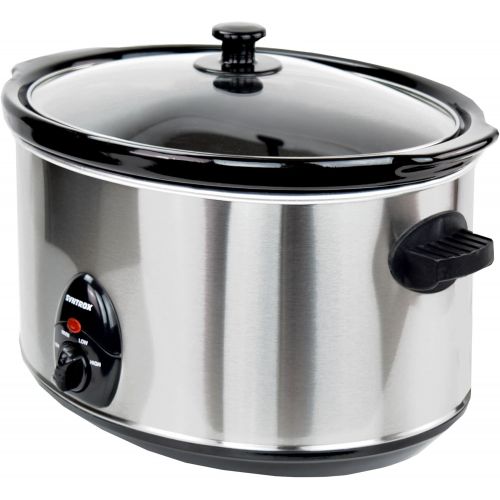  [아마존베스트]Syntrox Germany 8.0 litre stainless steel slow cooker with warming function, safety glass and removable ceramic bowl, slow cooker