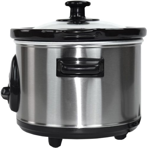  [아마존베스트]Syntrox Germany 1.5 litre stainless steel slow cooker with warming function, safety glass and removable ceramic bowl, slow cooker