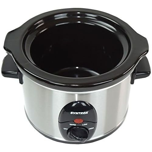  [아마존베스트]Syntrox Germany Deli SC-250M Slow Cooker 2.5 Litres Stainless Steel with Keeping Warm Function, Safety Glass and Removable Ceramic Bowl Long Melting Cooker