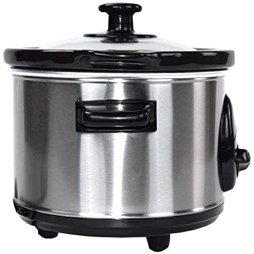  [아마존베스트]Syntrox Germany Deli SC-250M Slow Cooker 2.5 Litres Stainless Steel with Keeping Warm Function, Safety Glass and Removable Ceramic Bowl Long Melting Cooker