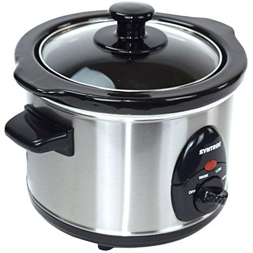  [아마존베스트]Syntrox Germany Deli SC-250M Slow Cooker 2.5 Litres Stainless Steel with Keeping Warm Function, Safety Glass and Removable Ceramic Bowl Long Melting Cooker