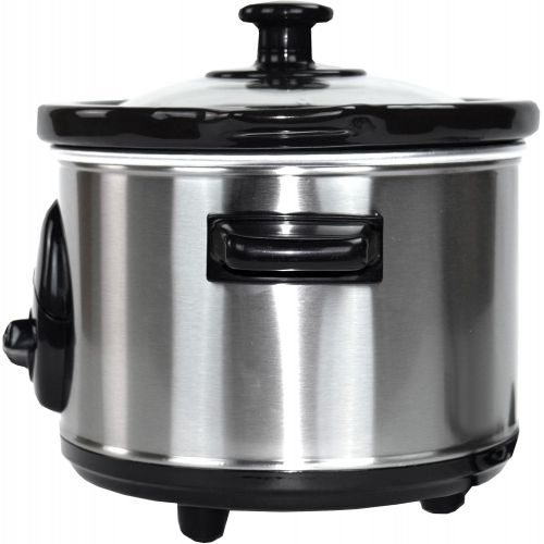  [아마존베스트]Syntrox Germany Deli SC-250M Slow Cooker 2.5 Litres Stainless Steel with Keeping Warm Function, Safety Glass and Removable Ceramic Bowl Long Melting Cooker