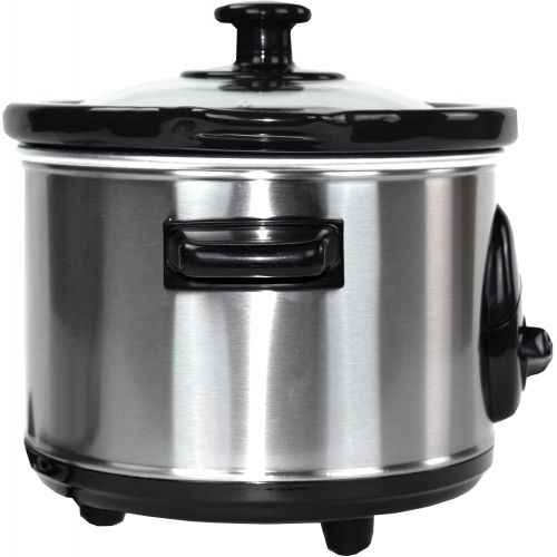  [아마존베스트]Syntrox Germany Deli SC-250M Slow Cooker 2.5 Litres Stainless Steel with Keeping Warm Function, Safety Glass and Removable Ceramic Bowl Long Melting Cooker