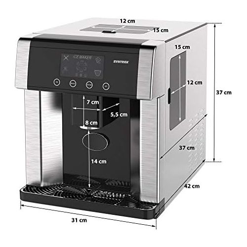  [아마존베스트]Syntrox Germany Digital Ice Cube Maker with Ice Water Function IC-150W LCD Turku