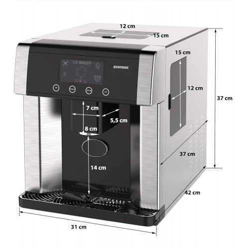  [아마존베스트]Syntrox Germany Digital Ice Cube Maker with Ice Water Function IC-150W LCD Turku