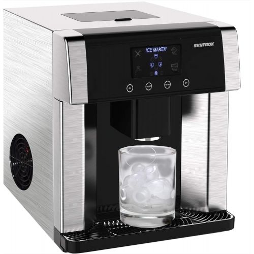  [아마존베스트]Syntrox Germany Digital Ice Cube Maker with Ice Water Function IC-150W LCD Turku