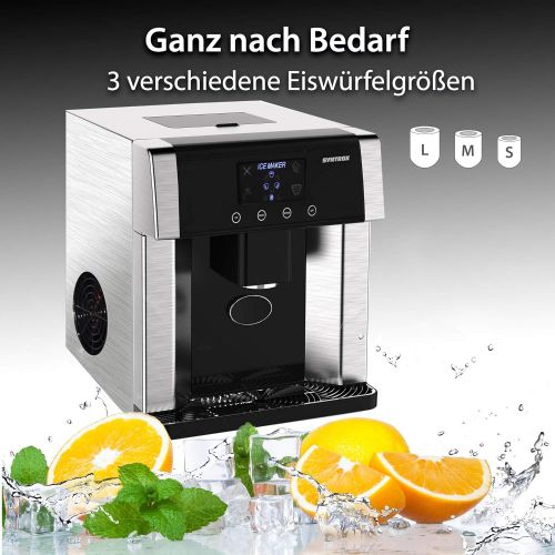  [아마존베스트]Syntrox Germany Digital Ice Cube Maker with Ice Water Function IC-150W LCD Turku